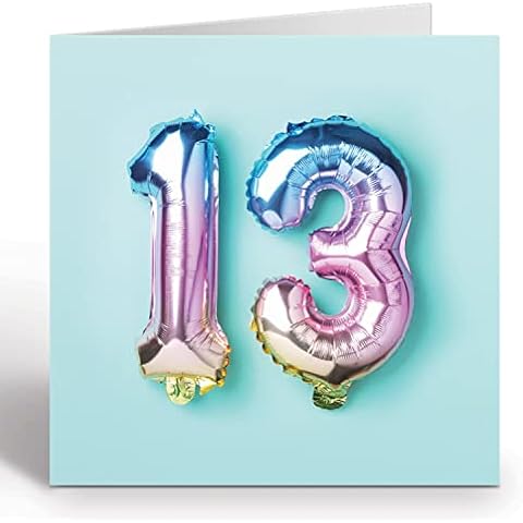 13th Birthday Card For Boy Or Girl - 13th Anniversary Card - Birthday Card For A Thirteen Year Old - Rainbow Foil Balloons 13th Card By Ruby Ashley ® Cover