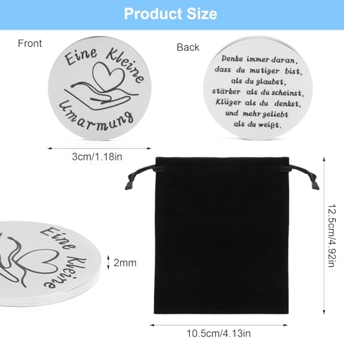 WOKICOR Eine Kleine Umarmung Glücksbringer Münze, Gute Besserung Geschenke, Aufmunterung Geschenke, Alles Wird gut Geschenk mit schwarzem Samtbeut, Trost Geschenk für Familie, Freunde, Patienten
