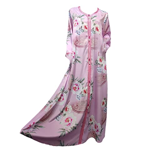Robe musulmane imprimé floral Dubaï chic XL pour femme élégante