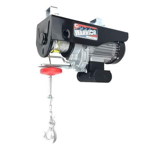 Warrior Winch Electric Hoist 240V 1000kg with Wired Hand Remote Control and Air Socket – 18m Steel Cable, Overhead Lifting, Electric Pulley System, Easy to Install with Fixing Clamps, Ideal for Garage