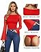 MANGOPOP Women's Boat Neck Bell Sleeve Bodysuit Sexy Sheer Mesh Double Lined Body Suits Going Out Tops (Red, X-Large)