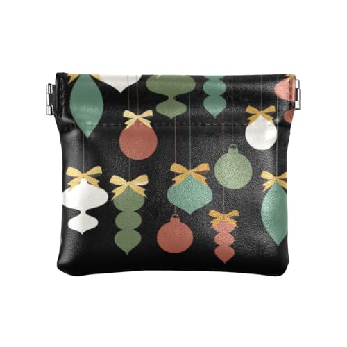 KLL Monedero pequeño de cuero para mujer, con cierre elegante, tarjetero para niñas, mujeres, damas, pizarrón de Feliz Navidad Dp-07, Pizarra Merry Christmas DP-07, 4.33"(L) x 3.74"(W) x 0.39"(H),