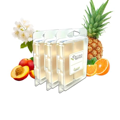 Scentcerely Set of 3 Bright Sunshine Scented Soy Wax Melt Cubes with Orange, Jasmine, Amber, & More Notes for Wax Melter and Candle Warmer