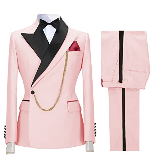 Rdzding Men's Suit Jacket 2 Piece Slim Fit Set Blazer Suits Groomsmen Jackets Daily Business Blazer Men Suit for Wedding