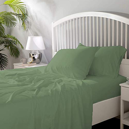 Image of YRM Bedding's - Egyptian Cotton Bedsheet 400-TC Premium Hotel Quality 1 Bedsheet (102x108) + 2 Pillow Covers (18x28) - (King Size, Emerald Green Color)