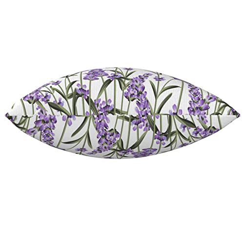 Purple Lavender Flowers Pillowcases Floral Vector Illustration Art Painting Pillow Case Decorative Throw Pillow Cover For Home Sofa Office 18X18Inch #TOP3