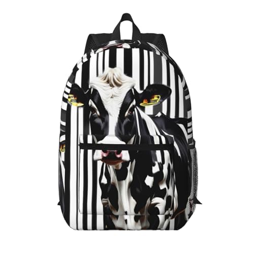 Sac à dos quotidien imprimé vache à lait noir et blanc 43,2 cm