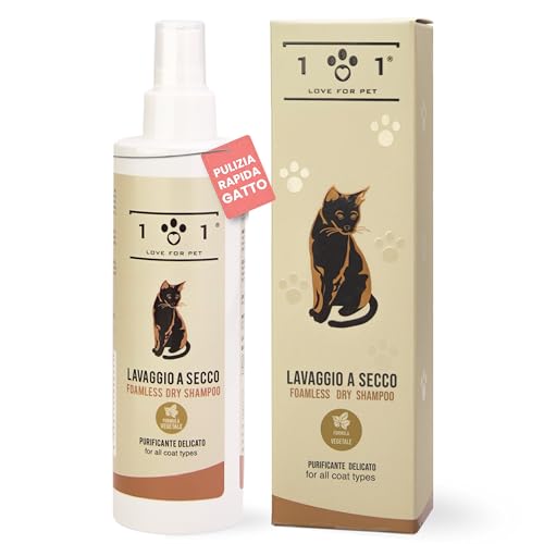 Shampoo a Secco Naturale e Vegetale per Gatto - Senza Bisogno di Acqua o Risciacquo - per Un Lavaggio a Secco Efficace, Linea 101 (100ml)