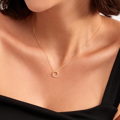 Gelin Diamond Circle Necklace in 14K Solid Gold2