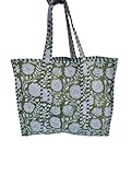 LKGSM RUGS Cotton Tiger Block Print Tote Bag, Indian Handmade Shopping Shoulder Bag, Unisex Market Daily Use, Dn2, Standard
