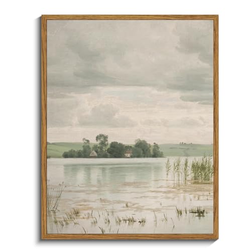InSimSea Framed Canvas Prints Art Vintage Decor, Esrum Lake Oil Paintings Pictures for Bedroom, Nature Wilderness Art Work Wall Decor for Bathroom Office, Farmhouse, 11