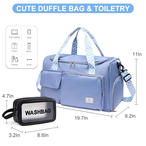 Image of Small Gym Bag for Women, Travel Duffle Bag Carry On Weekender Bag with Shoe Compartment