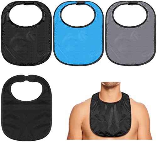 Oudain 3 Pcs Tracheostomy Shower Covers Trach Neck Bib, Black, Gray, Blue