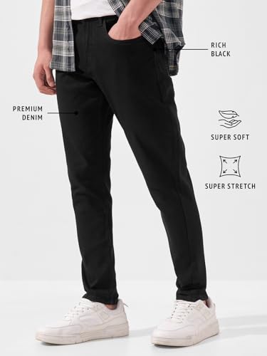 Image of Highlander Mens Tapered Fit Denim Jeans for Man| Regular Length|Mid-Rise|Stretchable Fabric for Comfort fit| Jeans for Man | Men Jeans