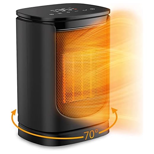 Space Heater 70 Oscillating Small Space Heater with Thermostat, 1500W PTC Ceramic Heater with 3 Modes,12H Timer,Safe&Fast-Quiet Heat,Portable Electric Heaters for Office Indoor Use,Bedroom,Home,10 in