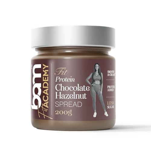 Crema proteica para untar de cacao y avellanas BAM, sin aceite de palma, 18% de crema proteica sin gluten, 200 g