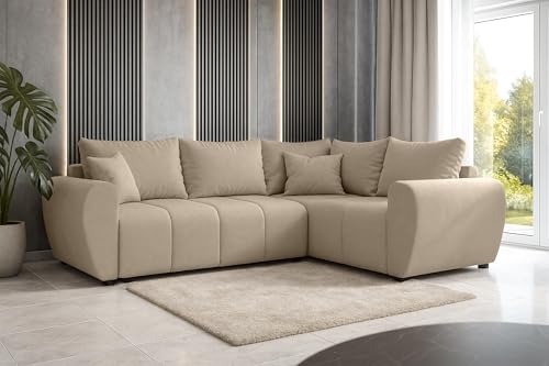 AXLIVING Malatya L Canapé d'angle convertible Canapé Marron clair 235 cm R