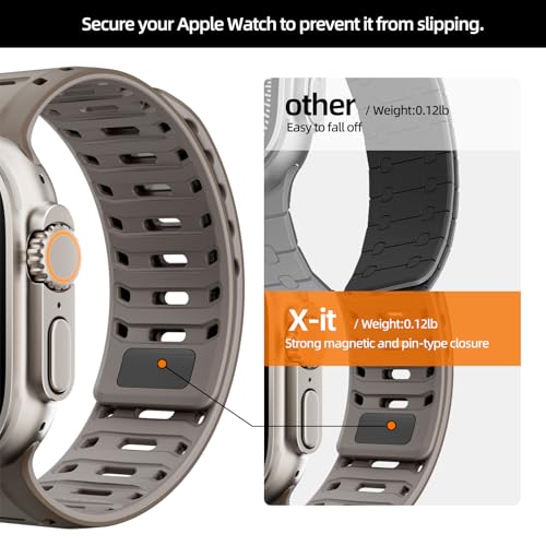 Image of X-it Magnetic Watch Band for Apple Watch Ultra 49mm, 46mm /45mm /44mm, Silicone Sport Strap with Strong Magnet for Men and Women, Compatible with Apple Watch Series 11 /10 /9 /8 /7 /6 /5 /4 /3 /2 /1 and SE