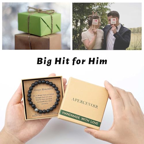 Stretch Lava Stone & Moonstone Healing Bracelet for Men – “Always Remember” Encouragement & Sobriety Gift, Recovery Jewelry for Husband, Friend, Brother, Boys2