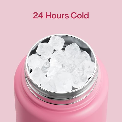 Image of ENCOOL Insulated Water Bottle with Straw Stainless Steel Water Bottle, Leak-Proof, BPA-Free, Double Wall Vacuum Keeps Cold for 24 Hours for Sports, Travel, School (32 oz, Tulip)