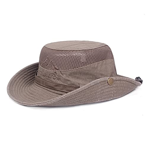Sun Hat Summer UV Protection Bucket Beach Hat Safari Hat Outdoor Foldable Fishing Hat with Adjustable Chin Strap and Breathable Mesh Crown (Coffee)