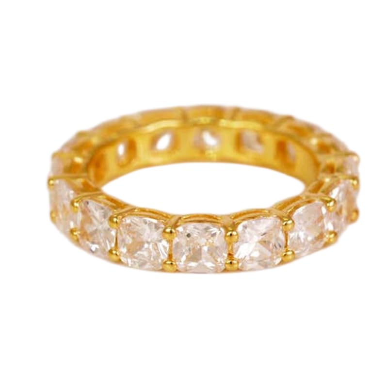 Bague d'éternité en argent 925 et pierre CZ avec anneau plaqué or LK_DHR_1064