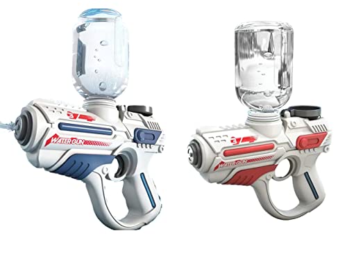 Electric Water Gun - Range 32 FT, High Capacity Automatic Water Gun, Summer Outdoor Beach and Pool Party Water Guns Toy for Kids Adults (Blue+Red 200CC 2PCS)
