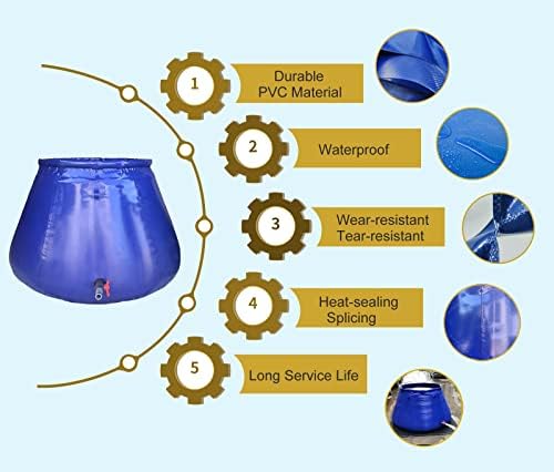 Foldable 500L PVC Water Storage Bag - Outdoor Irrigation Tank for Trees & Agriculture, Large Capacity Water Reservoir with Faucet (100x80x70cm / 132 Gallon)