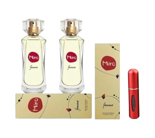 Miro Femme 2 x Eau de Parfum Spray 50 ml (100 ml) + 1 Eleganter Taschenzerstäuber Ideal für Unterwegs