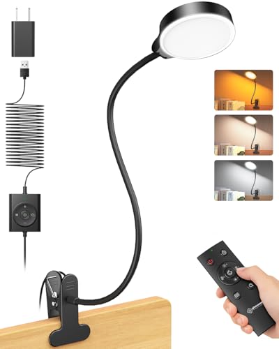 Glocusent Brighter Clip on Lamp with Remote, Eye-Caring Clip on L...