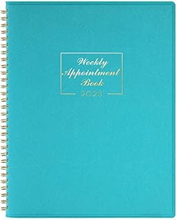 Appointment Diary 2023 - Diary 2023 from January to December with Times, A4 Week to View Appointment Book 2023 in 15 Minutes, 21.8 x 29 cm, Soft Leather Cover - Lake Green