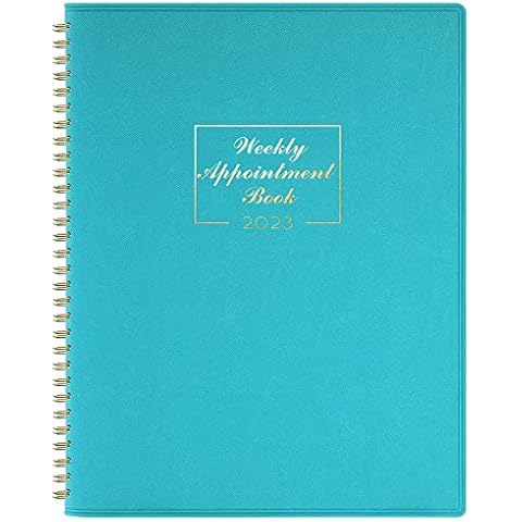 Appointment Diary 2023 - Diary 2023 from January to December with Times, A4 Week to View Appointment Book 2023 in 15 Minutes, 21.8 x 29 cm, Soft Leather Cover - Lake Green Cover