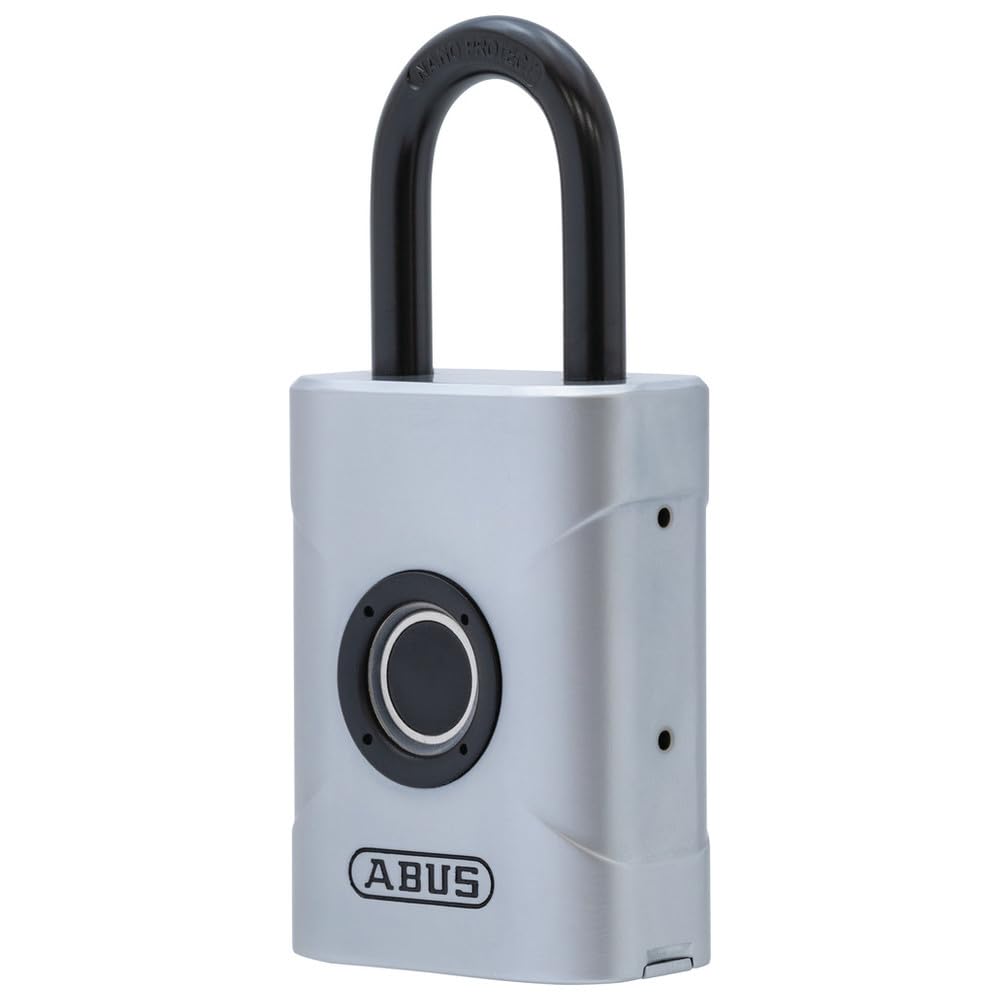 ABUS Touch 57/50 cerradura de huella dactilar - candado sin llave, resistente a la intemperie - IP66 & IP68 - para gimnasio, oficina, hogar, jardín y mucho más, plata, 50mm