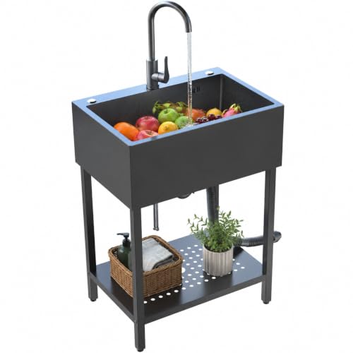 Glacenox 26" Black Freestanding Utility Sink