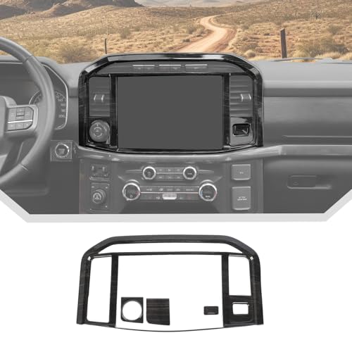 JeCar Black Wood Grain Dash Navigation Panel Trim Cover for 2021+ Ford F150 Interior Accessories