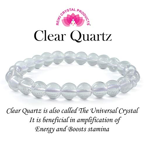 Image of Reiki Crystal Products Certified Natural Crystal Stone 8 mm Round Beads Bracelet for Men and Women | Reiki Charged Gemstone Bracelet | Multiple Stone Variants Available