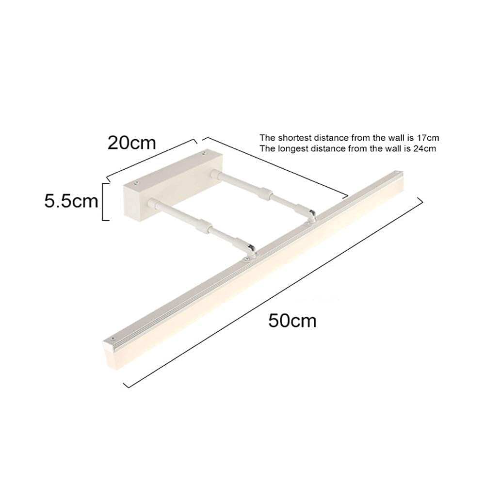 Specchio con Luce Led Bagno, Lampada Specchio Bagno, Illuminazione Trucco Spogliatoio, Lampada Frontale Retrattile per Specchio Bagno Armadio Muro, Luce Bianca Calda 00K