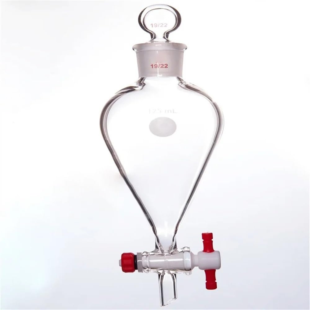 Narzędzia laboratoryjne i sprzęt Lejek separujący 10 ml-125 ml Górny przegub Dolna gałąź Rura szklana górna pokrywa 2 mm Otwór zaworu PTFE F47(125mL-F474125A)