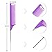 Rat Tail Teasing Combs Set: 3 Long Steel Pin Combs for Parting Hair - Salon Styling Combs for Women (Purple, Green, Blue)