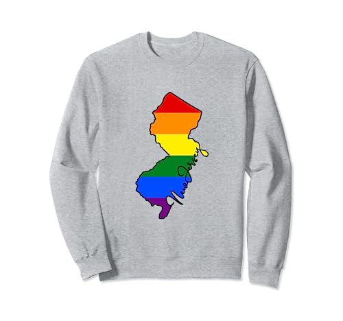 New Jersey Mapa USA Estado Arco Iris Bandera Pride Month Sudadera
