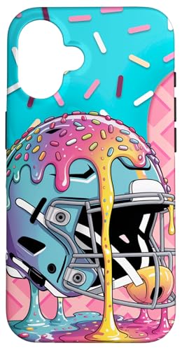 Pink Football Drip Lineman WR Youth Boys QB Ice Cream Phone Case for iPhone 16