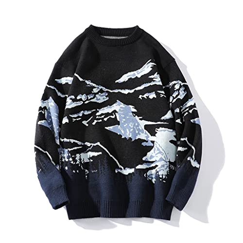 Harajuku Knit Sweater Men's Clothes Winter Pullover Men's Oversized Sweater O -Neck Sweater Clothes (Color: A, Size: 6XL Code) (B 7XL Code)