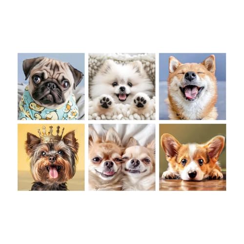 LuwoArte 6 Pack Diamond Painting Kits for Adults – Cute Dogs-Themed Diamond Art Kits