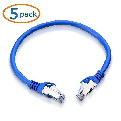 Cable Matters 10Gbps 5-Pack Snagless Short Shielded Cat6A Ethernet Cable 1 Ft (Sstp, Sftp Shielded Ethernet Cable, Shielded Cat6 Cable, Cat 6 Shielded Network Cable) In Blue #TOP7
