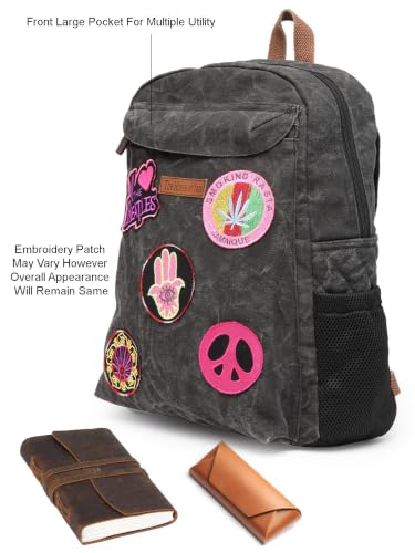 Image of The House of tara Canvas Laptop Backpack for Men & Women 16 Liters | Casual Bag with Waterproof Inner Lining & Laptop Compartment (fits up to 15.6 Inch) | Suitable for College & Travel (Black)