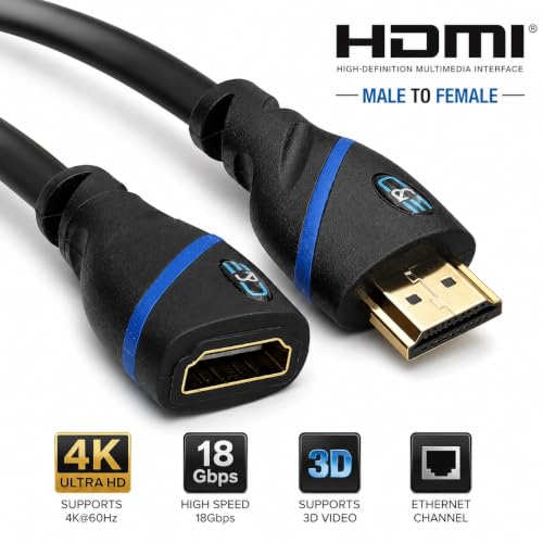 Image of C&E CNE526942 HDMI Extension Cable Male to Female (Pack of 10, Black)