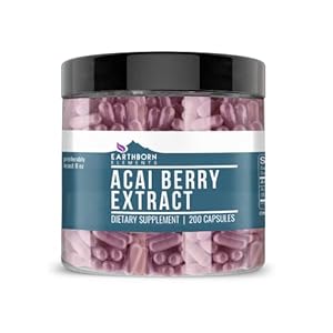 Earthborn Elements Acai Berry Extract 200 Capsules, Pure & Undiluted, No Additives