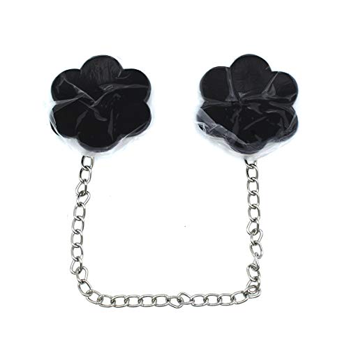 Amamcy Floral Rave Sexy Nipple Cover With Rivet Chain Reusable Leather Petal Pasties Nipple Sticker Breast Patches For Women Ladies Black #TOP2