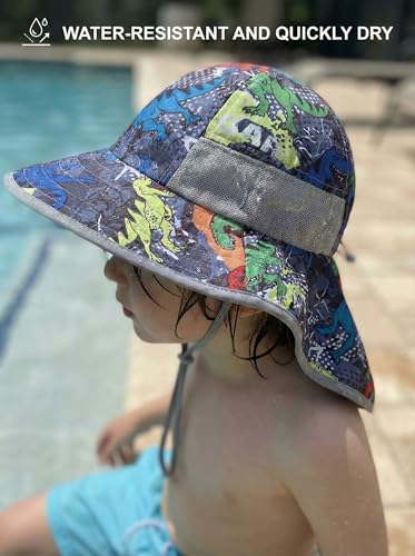 Image of icolor Kids Sun Hat UPF50+ Sun Protection Bucket Hat Toddler Summer Beach Play Hats with Neck Flap for Girl Boy Ages 3~10
