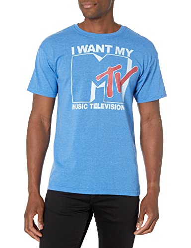 MTV Men's Want Logo T-Shirt, Large, Royal Heather